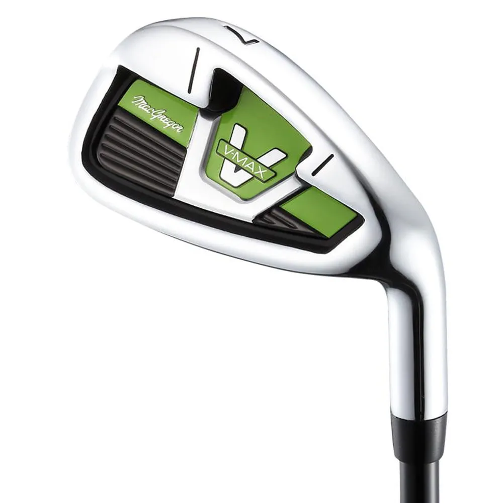 MacGregor V-MAX Junior 4-Piece Stand Bag Package Set - Green (Ages 3-5), Golf ball stamp kit, Golf alignment sticks, Low spin golf driver
