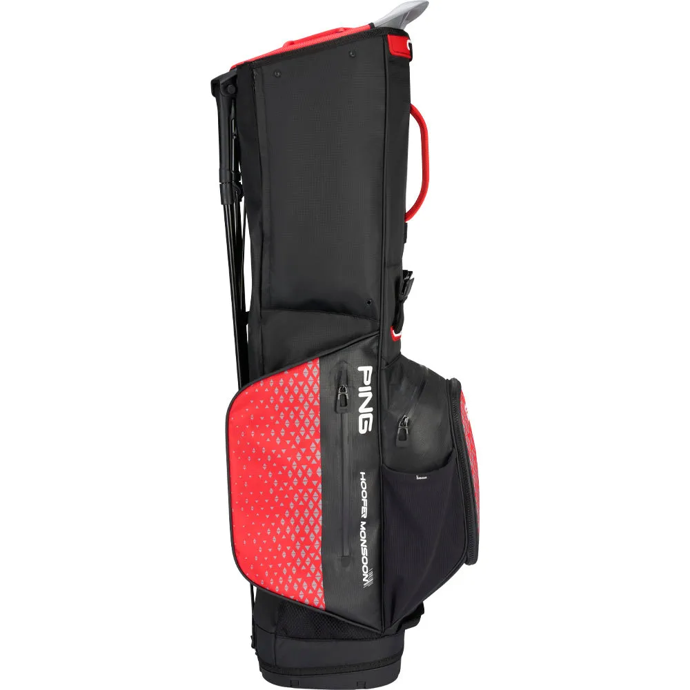 Ping Hoofer Monsoon 231 Stand Bag - Black/Red, Golf cart accessories