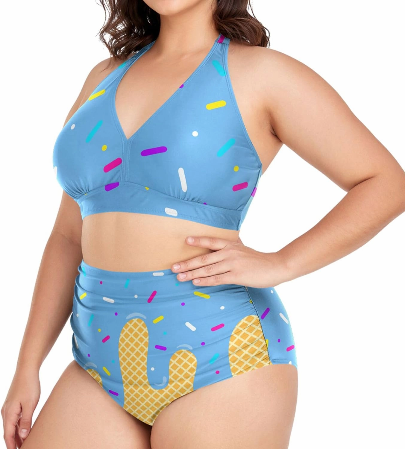 Exnundod Women Plus Size Bikini Set Duck Hunter Camouflage Two Piece Swimsuits High Waist Tummy Control Bathing Suit