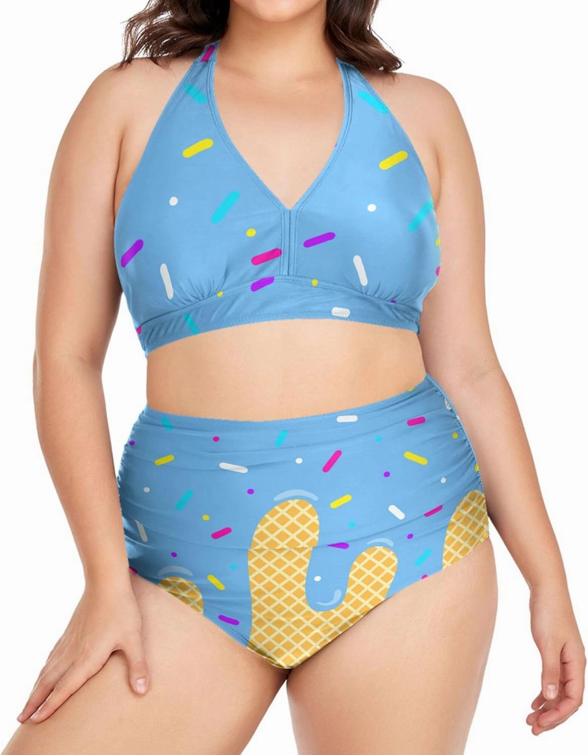 Exnundod Women Plus Size Bikini Set Duck Hunter Camouflage Two Piece Swimsuits High Waist Tummy Control Bathing Suit