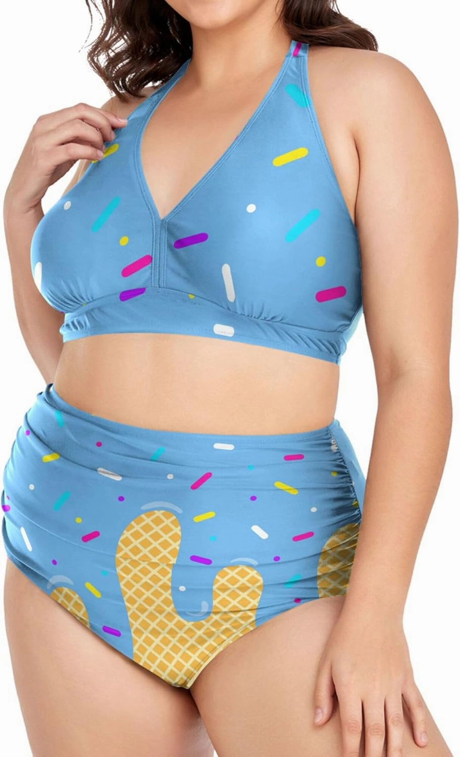 Exnundod Women Plus Size Bikini Set Duck Hunter Camouflage Two Piece Swimsuits High Waist Tummy Control Bathing Suit