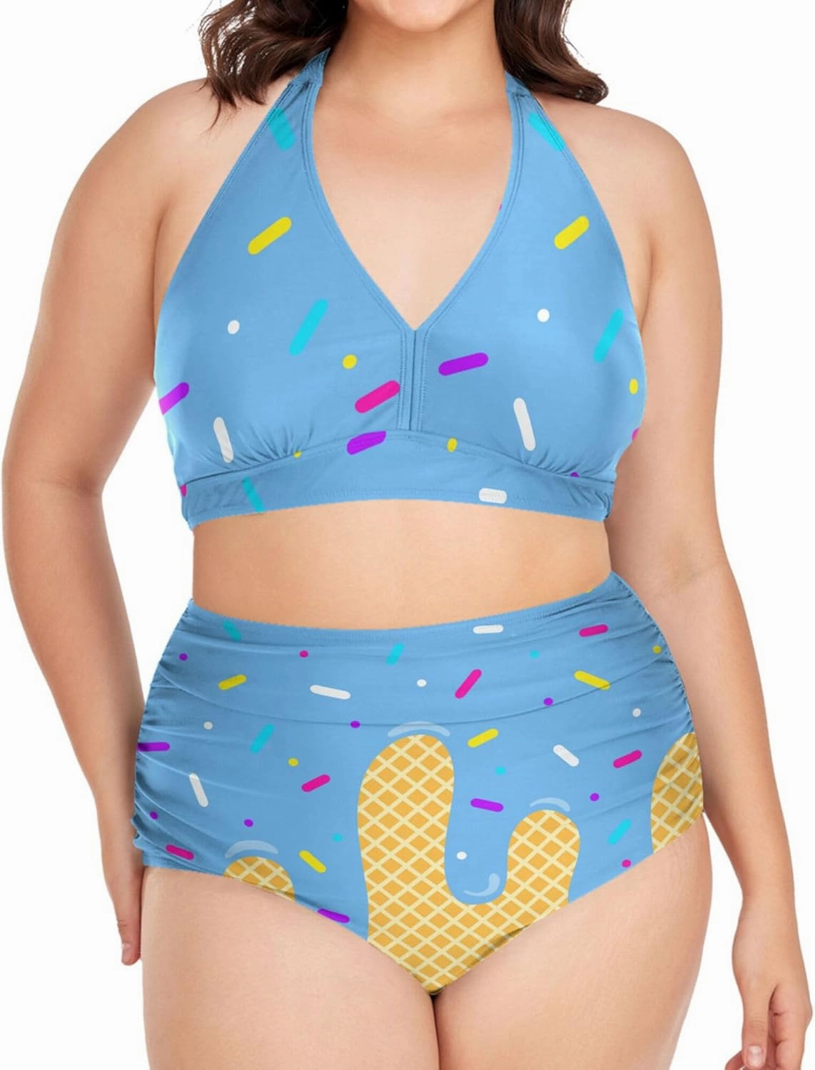 Exnundod Women Plus Size Bikini Set Duck Hunter Camouflage Two Piece Swimsuits High Waist Tummy Control Bathing Suit