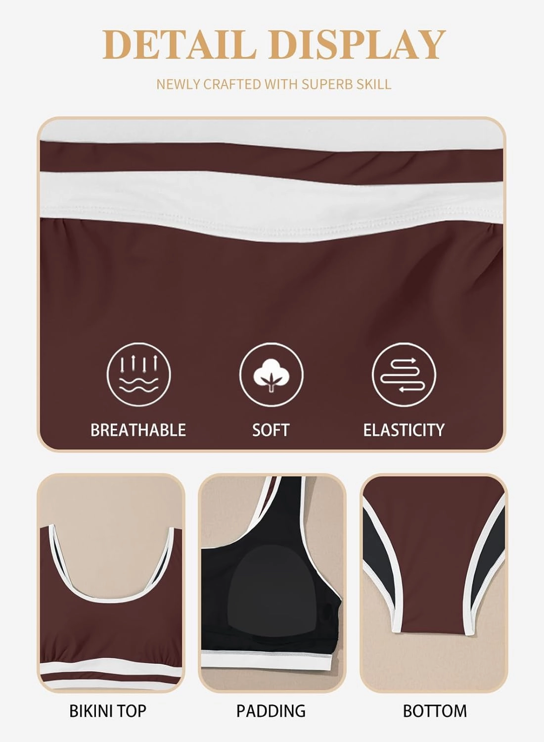 Eytino Womens Plus Size Bikini Sets High Waisted Scoop Neck Bahting Suits Two Piece Color Block Swimsuits(1X-5X)
