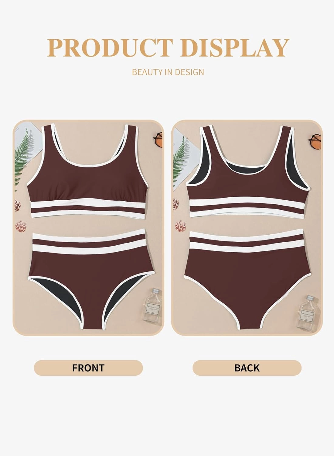 Eytino Womens Plus Size Bikini Sets High Waisted Scoop Neck Bahting Suits Two Piece Color Block Swimsuits(1X-5X)