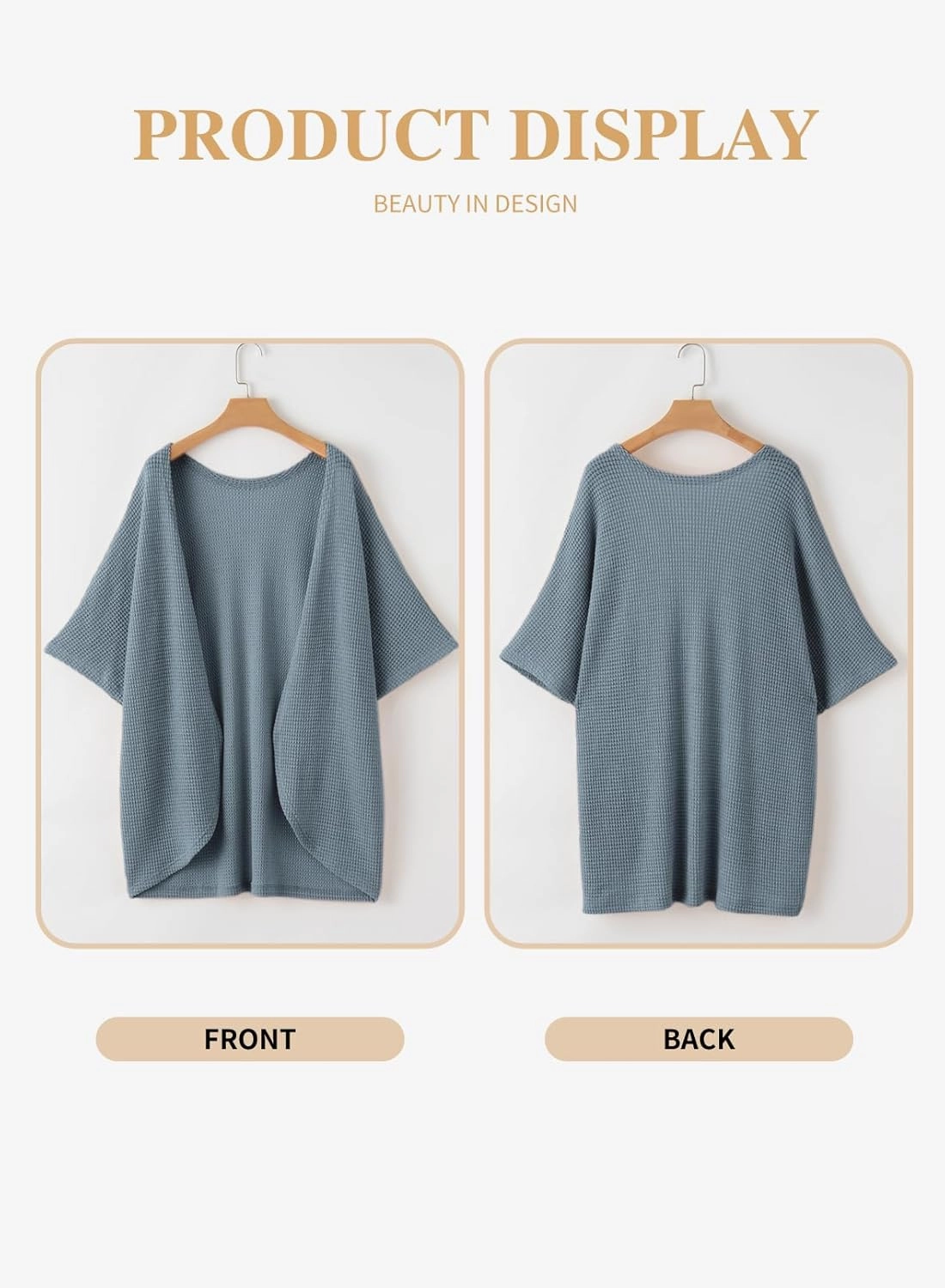 Eytino Womens Plus Size Cardigan Casual Short Sleeve Waffle Knit Kimono Open Front Tops(1X-5X)