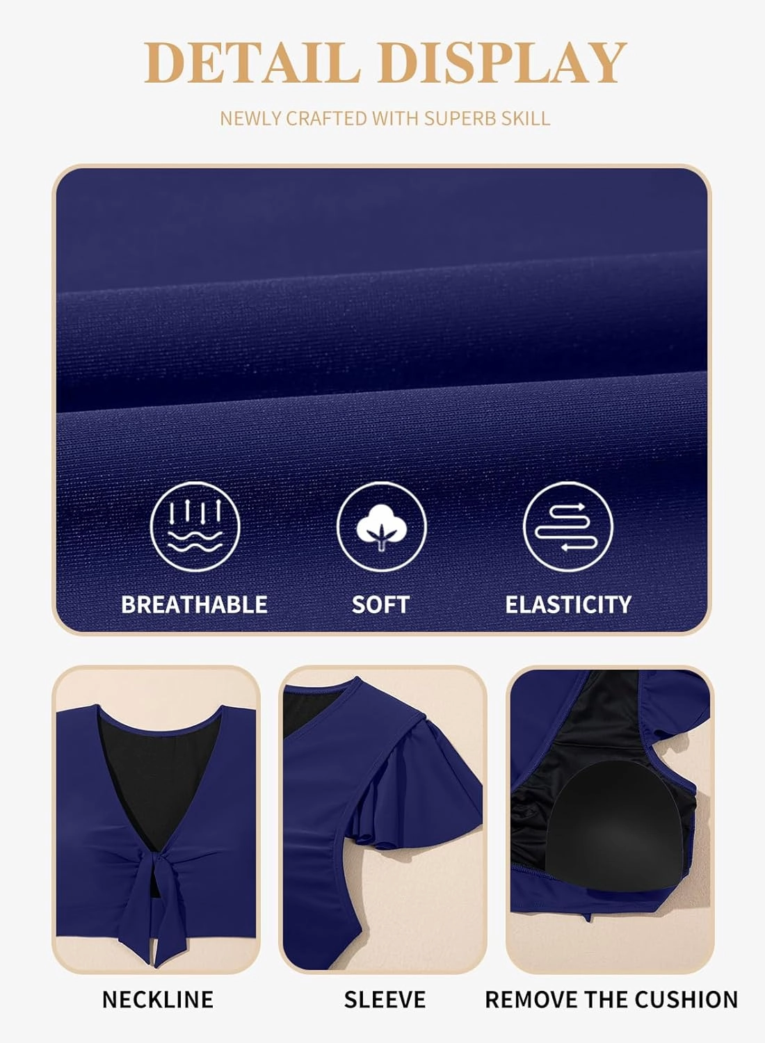 Eytino Womens Plus Size Two Piece Bikini Swimsuit Ruffle Sleeve High Waisted Tummy Control Bathing Suits Swimwear(1X-5X)