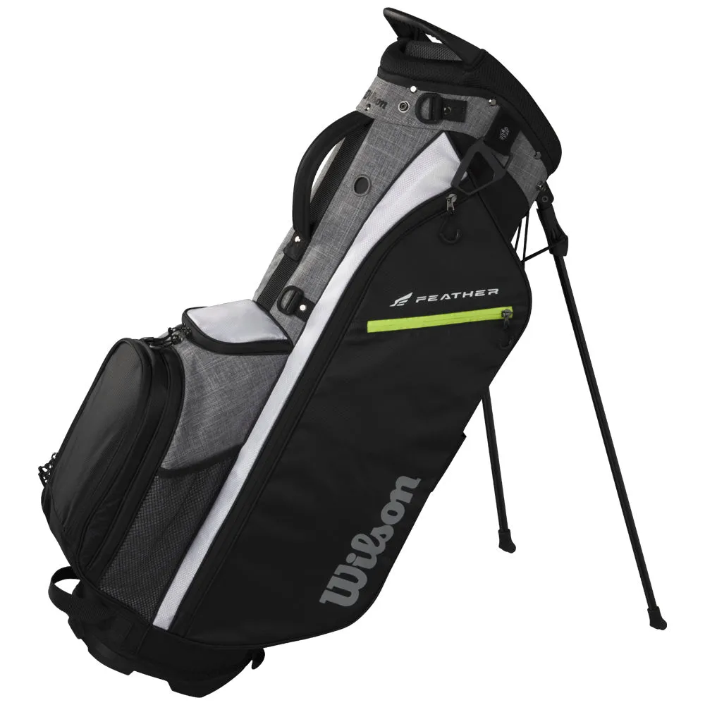 Fan Favorite Wilson Feather Stand Bag - Black/Grey/White Limited Edition, Golf ball stamp kit, Rain golf gloves