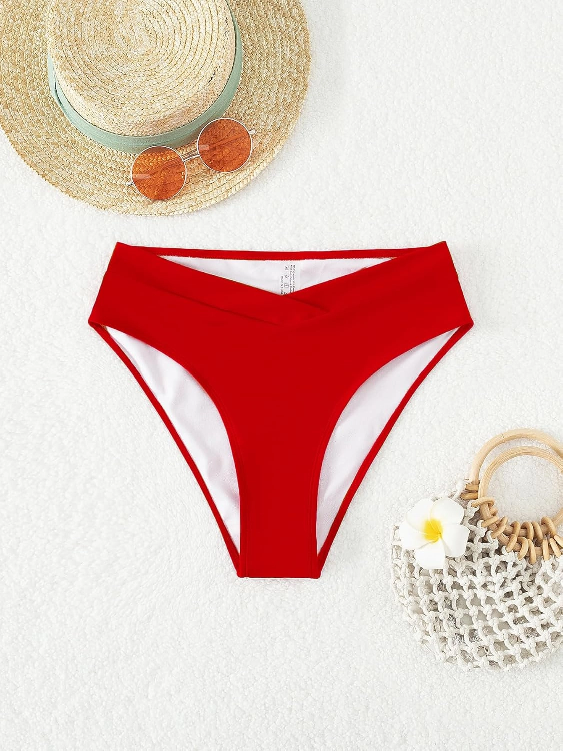 Fanuerg Women's Bikini Bottom Cross V Cut Front Swimsuit Full Coverage Bathing Suit Bottoms