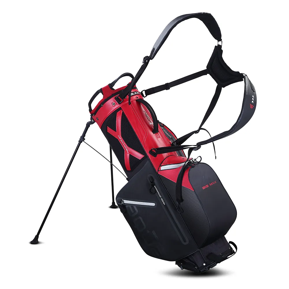 Big Max Aqua Eight G Waterproof Stand Bag - Red/Black, Yellow golf balls