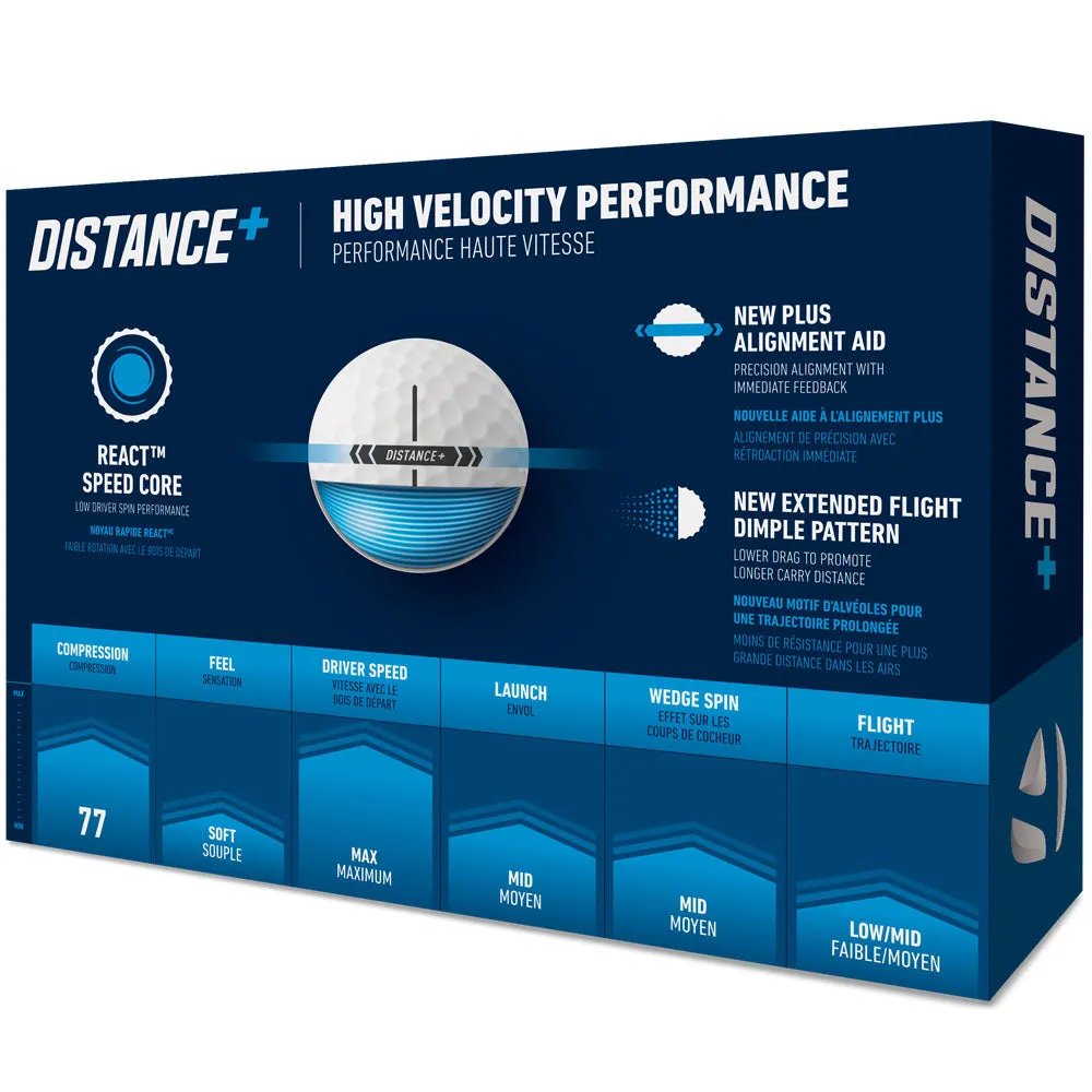 TaylorMade Distance  Golf Balls - White - 12 Pack, Sustainable golf clothing, Low spin golf driver