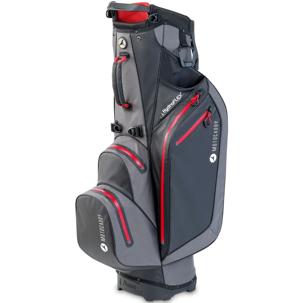 Motocaddy Hydroflex Waterproof Stand Bag - Charcoal/Red, Golf launch monitor, Golf club fitting near me, Men's golf polo shirts