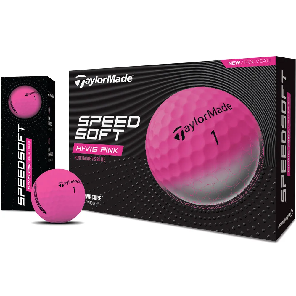 TaylorMade Speedsoft Golf Balls - Hi-Vis Pink - 12 Pack, Indoor golf putting green, Clearance golf clubs, Golf cart cup holder