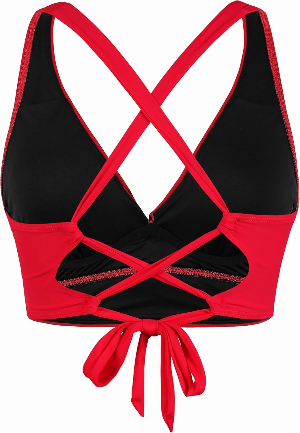 Firpearl Women Underwire Full Coverage Bikini Top Only Criss Cross Push Up Swim Crop Top Tie Back Bathing Suit