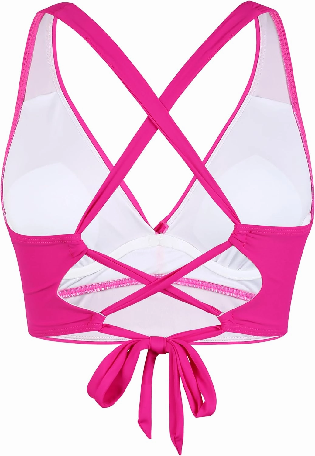 Firpearl Women Underwire Full Coverage Bikini Top Only Criss Cross Push Up Swim Crop Top Tie Back Bathing Suit