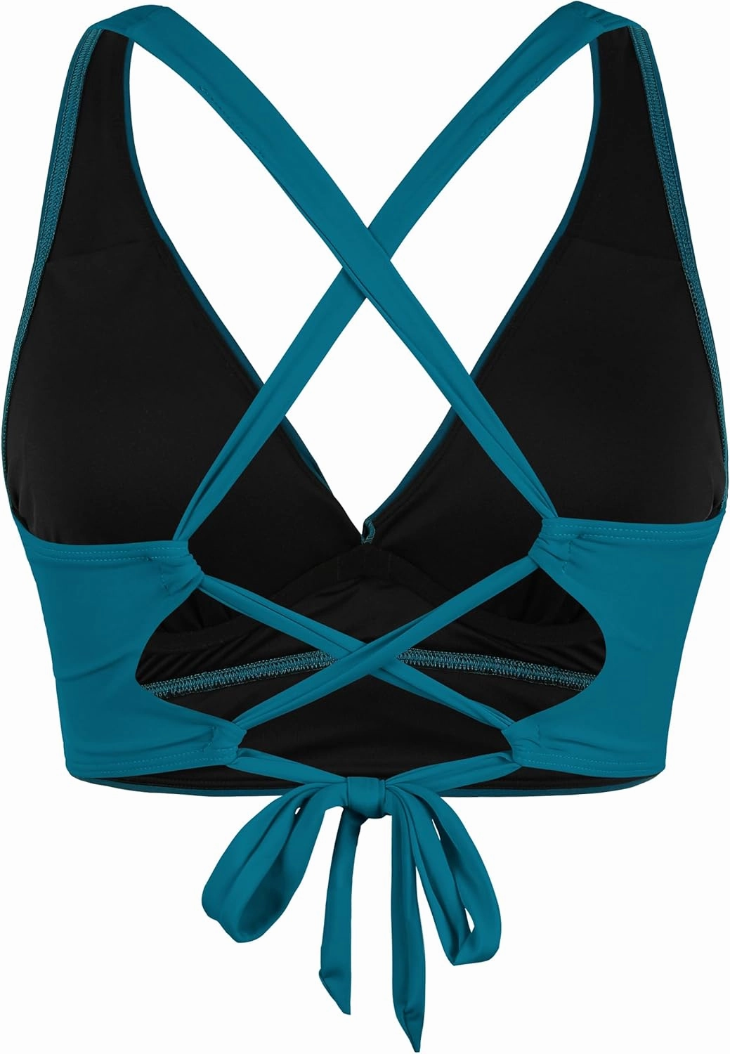 Firpearl Women Underwire Full Coverage Bikini Top Only Criss Cross Push Up Swim Crop Top Tie Back Bathing Suit