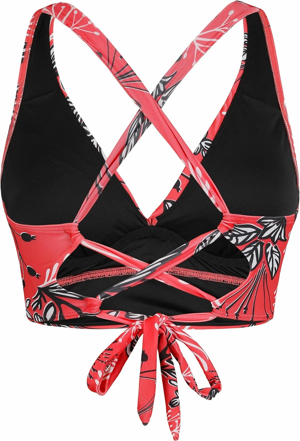 Firpearl Women Underwire Full Coverage Bikini Top Only Criss Cross Push Up Swim Crop Top Tie Back Bathing Suit