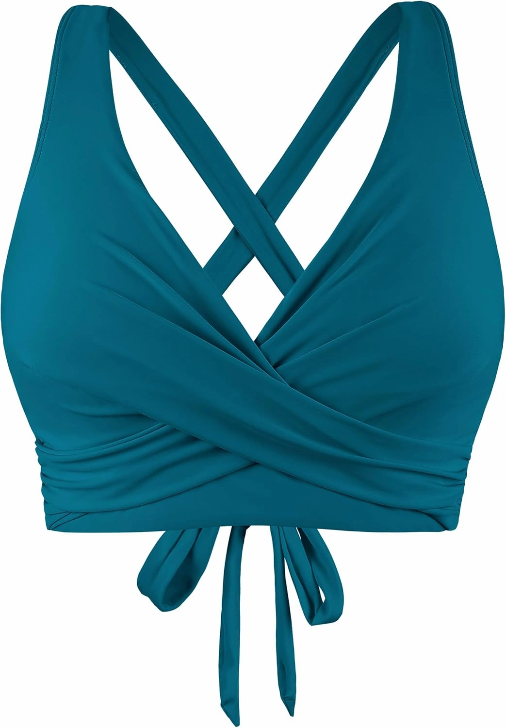 Firpearl Women Underwire Full Coverage Bikini Top Only Criss Cross Push Up Swim Crop Top Tie Back Bathing Suit