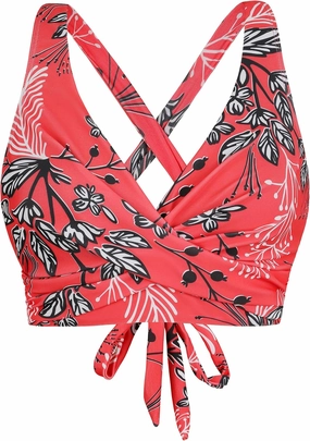 Firpearl Women Underwire Full Coverage Bikini Top Only Criss Cross Push Up Swim Crop Top Tie Back Bathing Suit