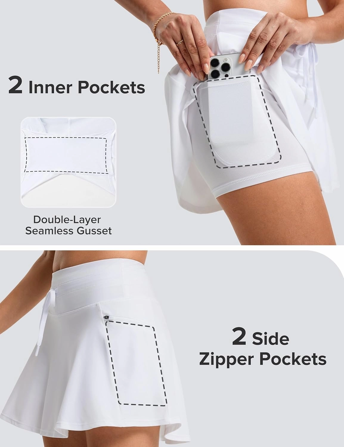 FitsT4 Sports Women's 15" Swim Skirts Skort with Shorts 4 Pockets High Waisted Bathing Suit Swimwear Swimsuit Bottoms