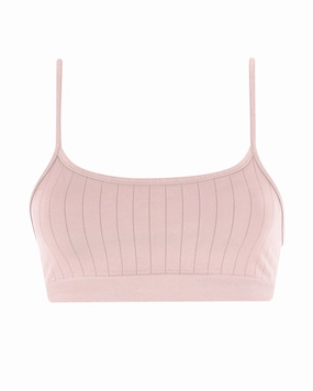 FLAT RIBBED SINCERE Bikini Bra Top | Blush