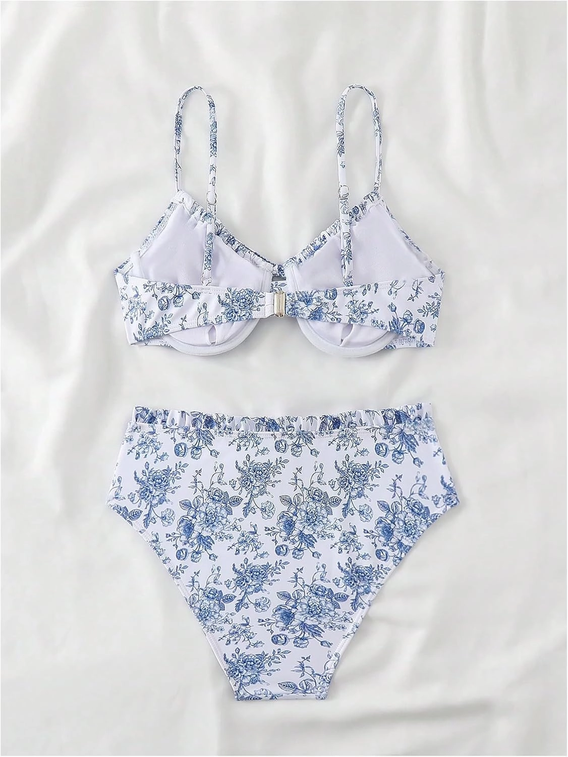 Floerns Women's 2 Piece Bikini Set Floral Tie Front High Waisted Bathing Suit