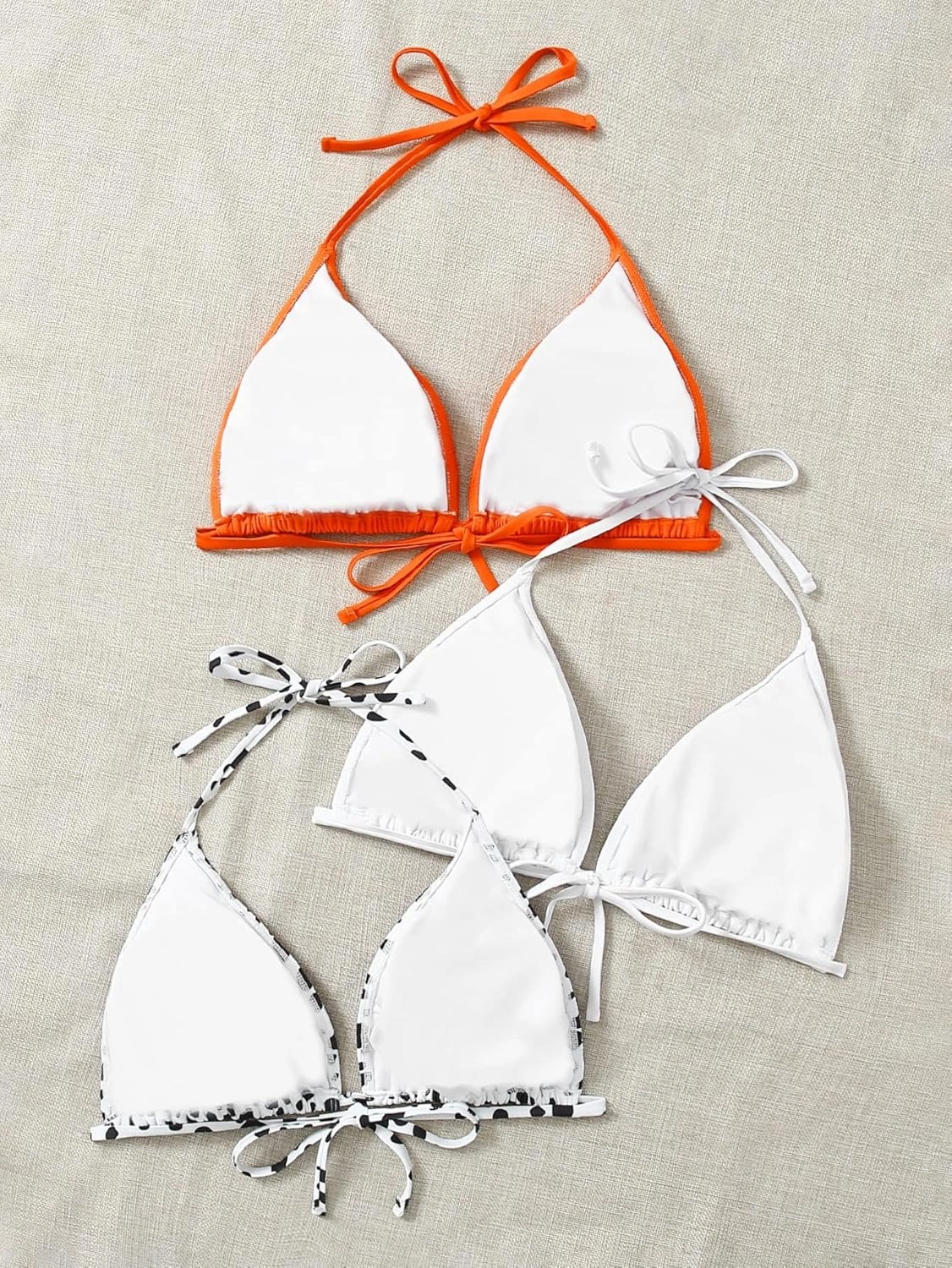 Floerns Women's Plus Size 3 Piece Halter Triangle Swimsuit Bikini Top Set