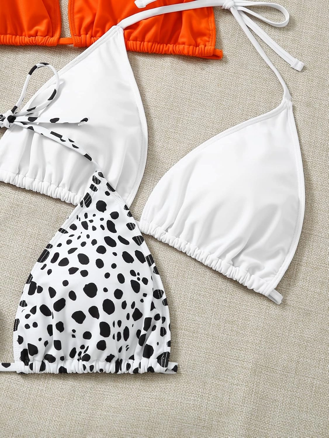 Floerns Women's Plus Size 3 Piece Halter Triangle Swimsuit Bikini Top Set