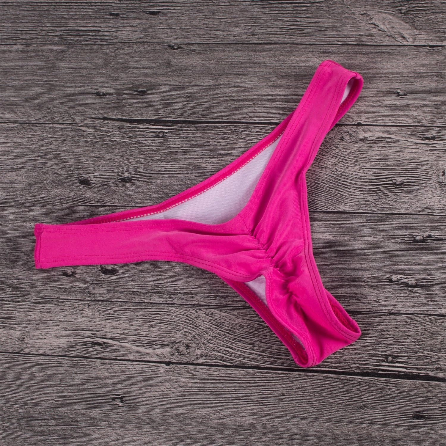 FOCUSSEXY Women's Hot Summer Brazilian Beachwear Bikini Bottom Thong Swimwear