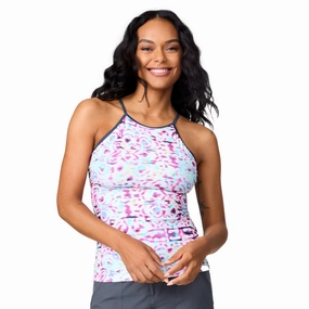 Free Country Women's High Neck Macrame Back Tankini Top