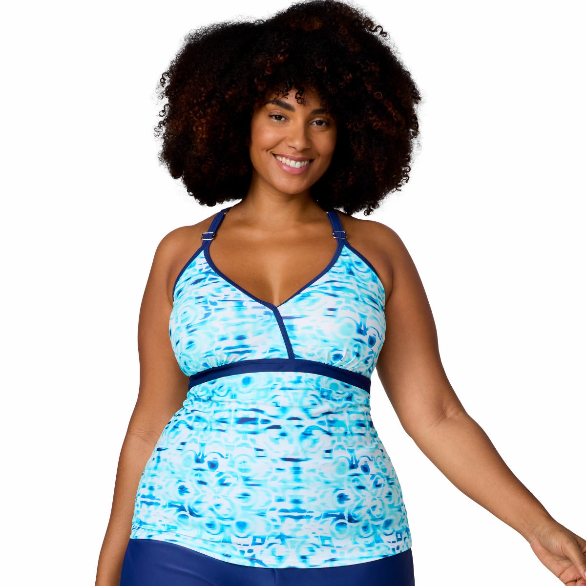 Free Country Women's Plus Size Macrame Back Tankini Top