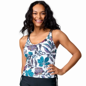 Free Country Women's Side Shirred V-Neck Tankini Top