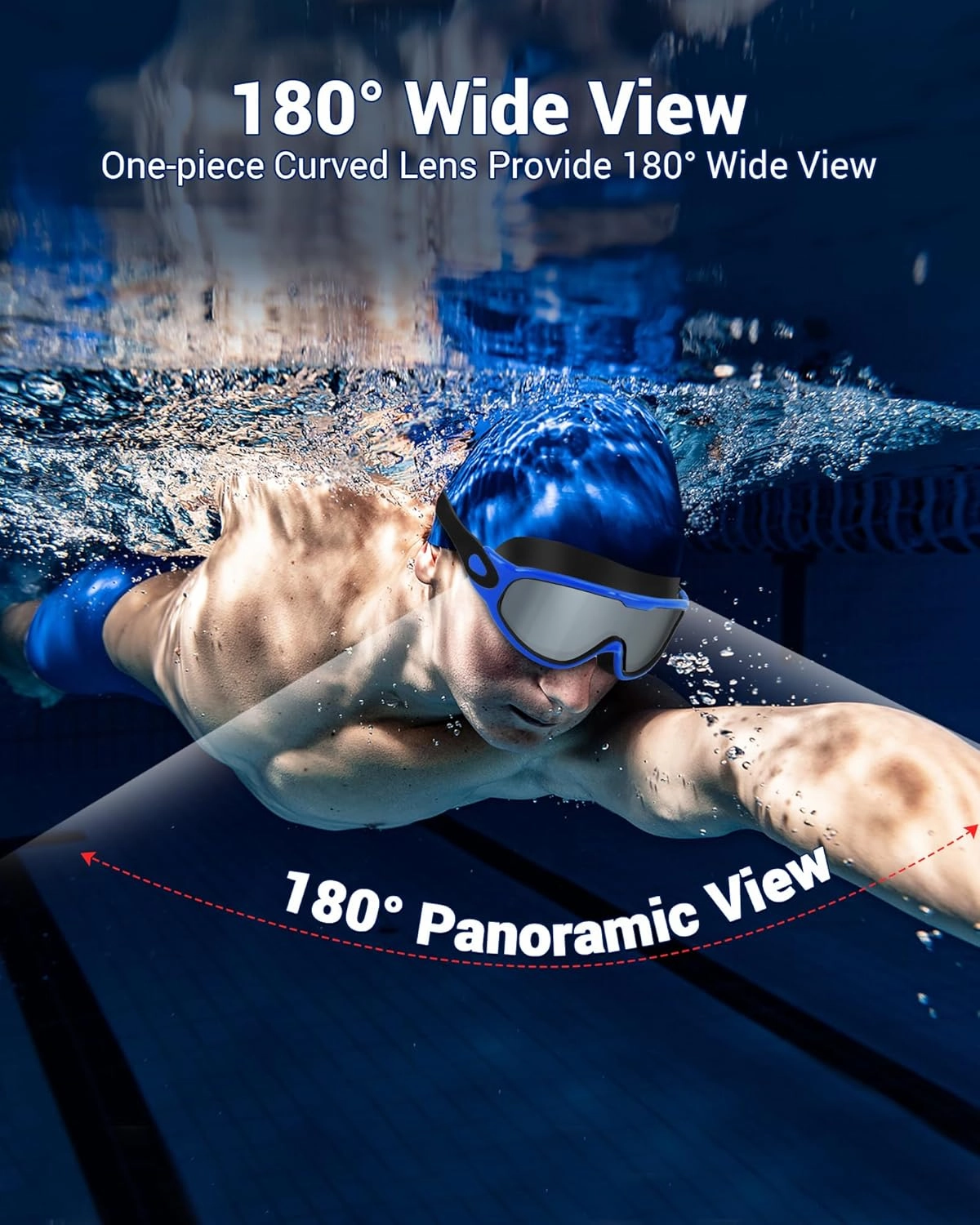 Freela 2 Pack Swim Goggles for Adult Men Women,180??Wide Vision Anti-fog UV Protection No Leak Clear Swimming Goggles