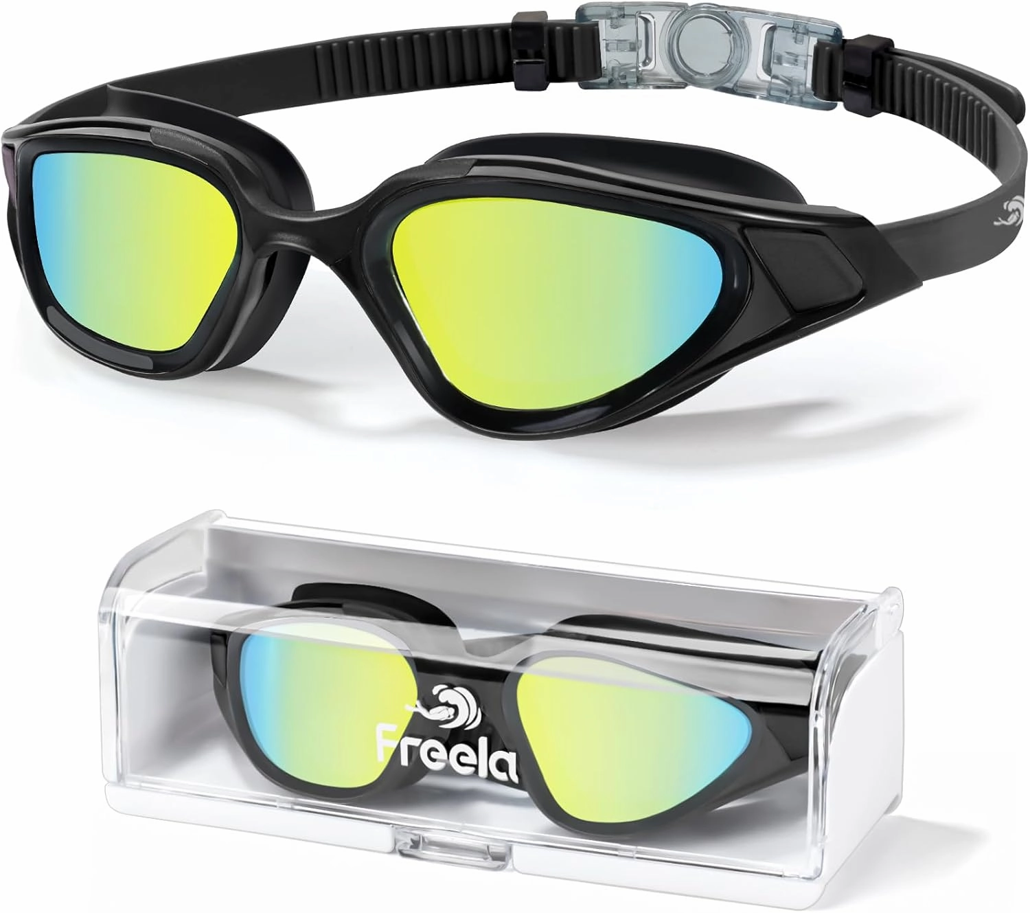 Freela Polarized Unisex Adult Swimming Goggles, UV400 Protection Anti Fog 180?? Wide Clear View for Men Women Youth