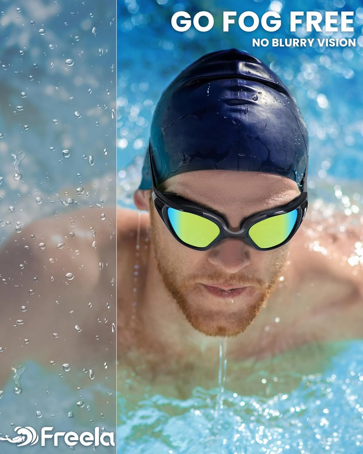 Freela Polarized Unisex Adult Swimming Goggles, UV400 Protection Anti Fog 180?? Wide Clear View for Men Women Youth