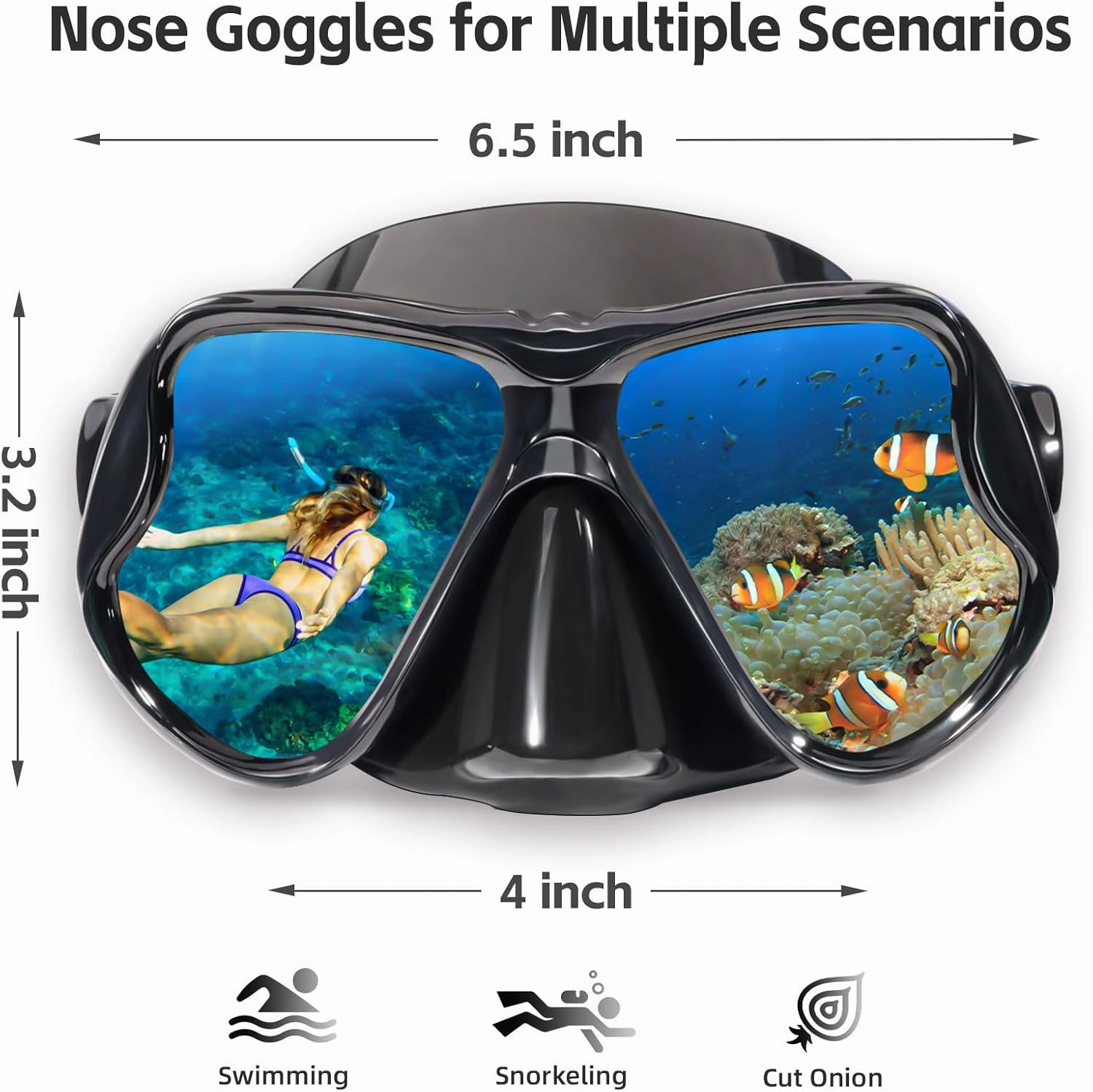 Freela Swim Goggles with Nose Cover Adult Swimming Goggles 180??Clear View Snorkeling Diving Mask for Pool Beach