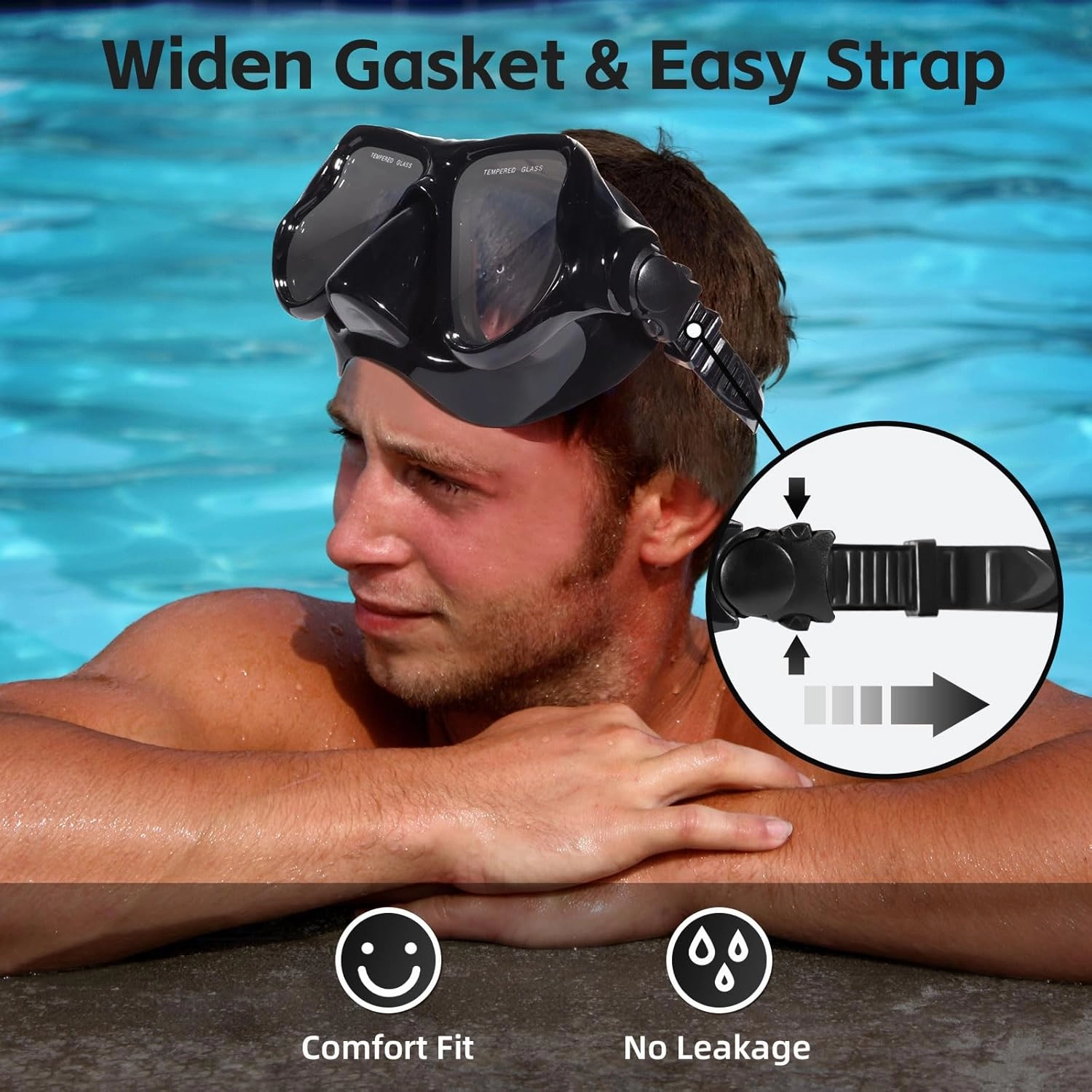 Freela Swim Goggles with Nose Cover Adult Swimming Goggles 180??Clear View Snorkeling Diving Mask for Pool Beach