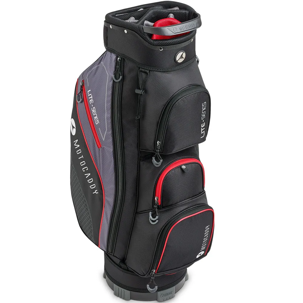 Motocaddy Lite Series Cart Bag - Black/Red, Golf ball retriever, Shot tracking golf sensor, Black Friday golf deals