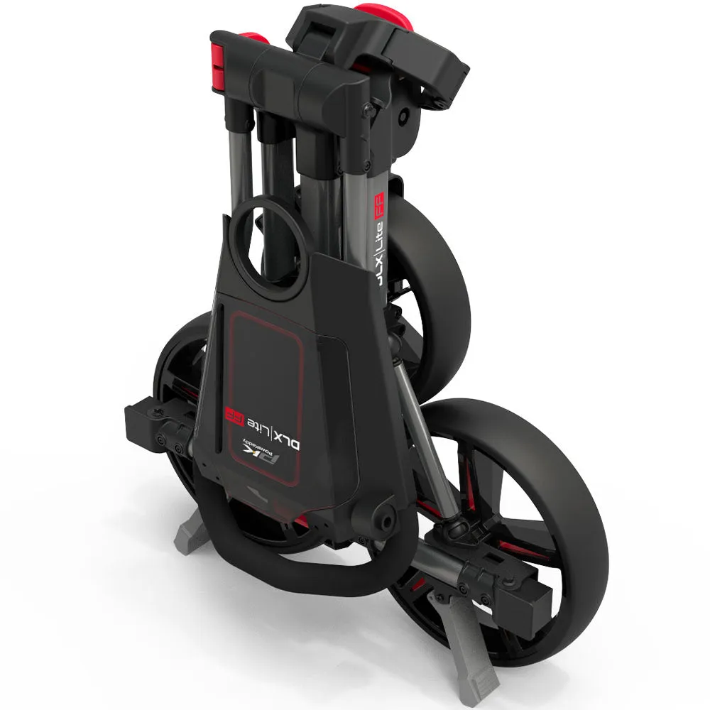 PowaKaddy DLX-Lite FF 3-Wheel Push Trolley - Gunmetal/Red Trim, Eco-friendly golf tees