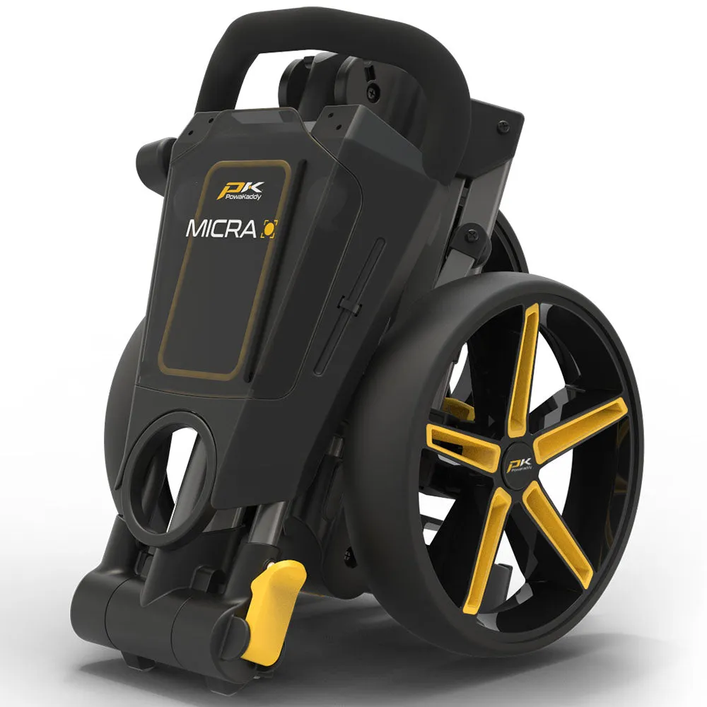 PowaKaddy Micra 3-Wheel Push Trolley - Gunmetal/Yellow, Waterproof golf jacket, Luxury golf accessories, Callaway Paradym irons