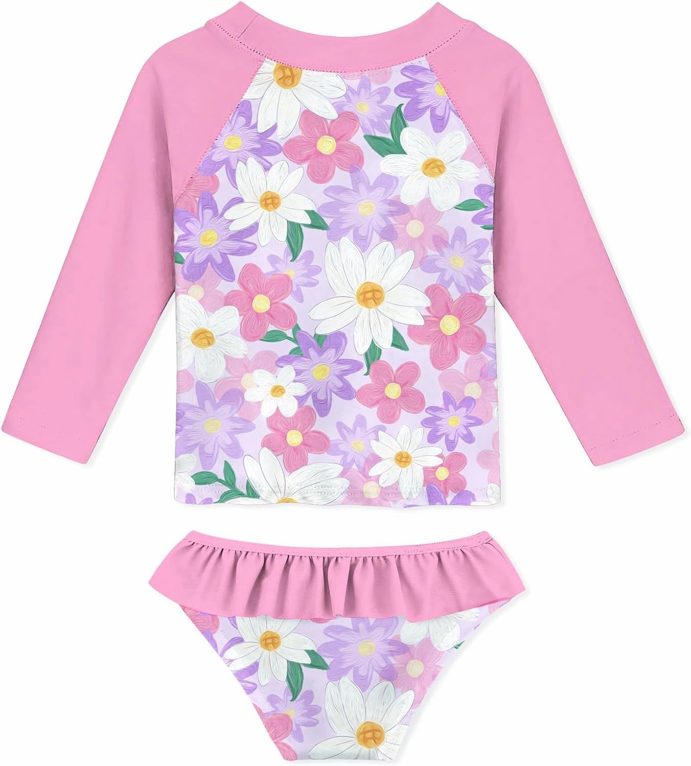 Funnycokid Girls Rash Guard Swimsuit Set Long Sleeve Bathing Suit Two Piece 2-10 Years