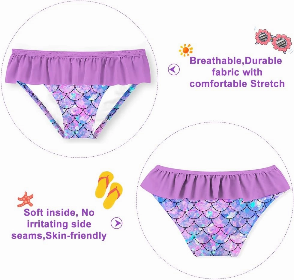 Funnycokid Girls Rash Guard Swimsuit Set Long Sleeve Bathing Suit Two Piece 2-10 Years