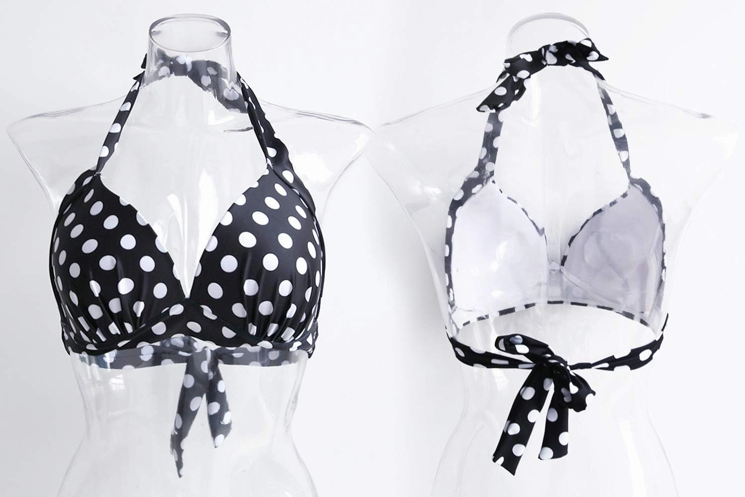 futurino Women Bikini Vintage 50s Plaid Pattern Halter Bikini Top Swimsuits