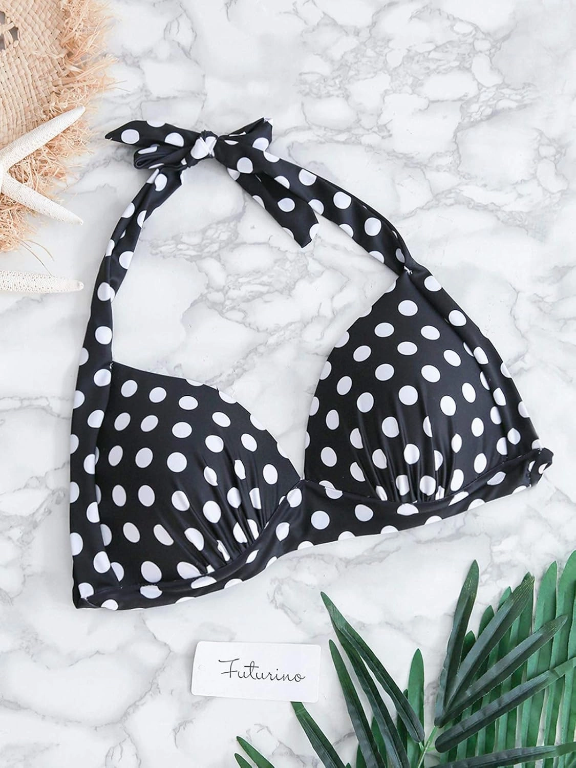 futurino Women Bikini Vintage 50s Plaid Pattern Halter Bikini Top Swimsuits