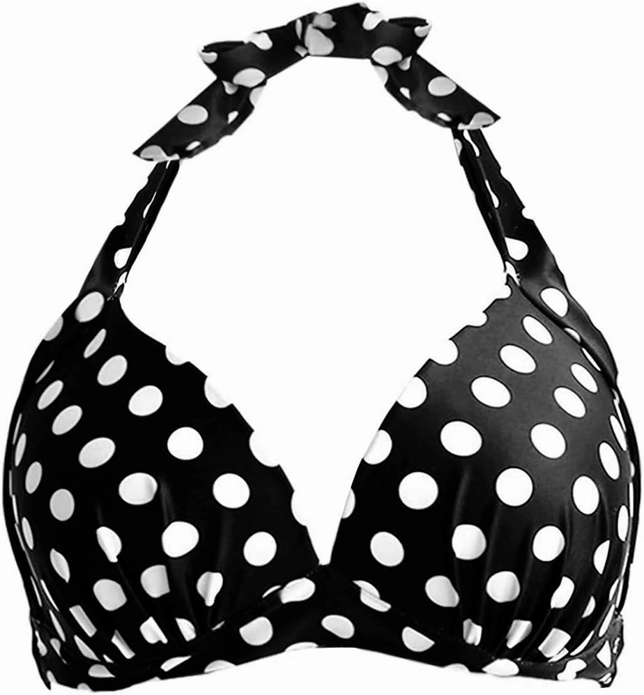futurino Women Bikini Vintage 50s Plaid Pattern Halter Bikini Top Swimsuits