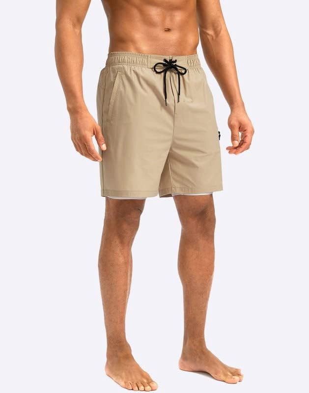 G Gradual Mens Swim Trunks with Compression Liner 5 inch Inseam Quick Dry Bathing Suits with Zipper Pocket-No Thigh Chafing