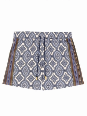 Geometric Pattern Boxer Swimsuit