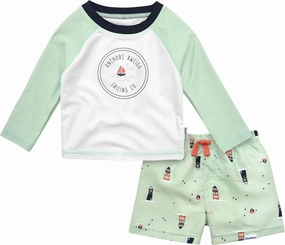 Gerber Baby Boys' Toddler Long Sleeved Rashguard Swim Bathing Suit Set