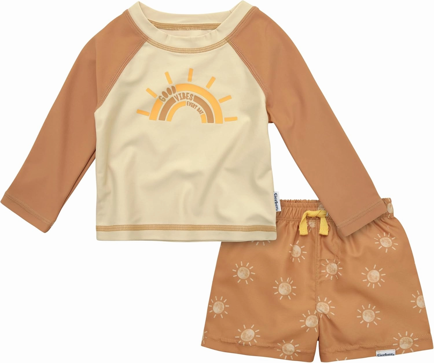 Gerber Baby Boys' Toddler Long Sleeved Rashguard Swim Bathing Suit Set