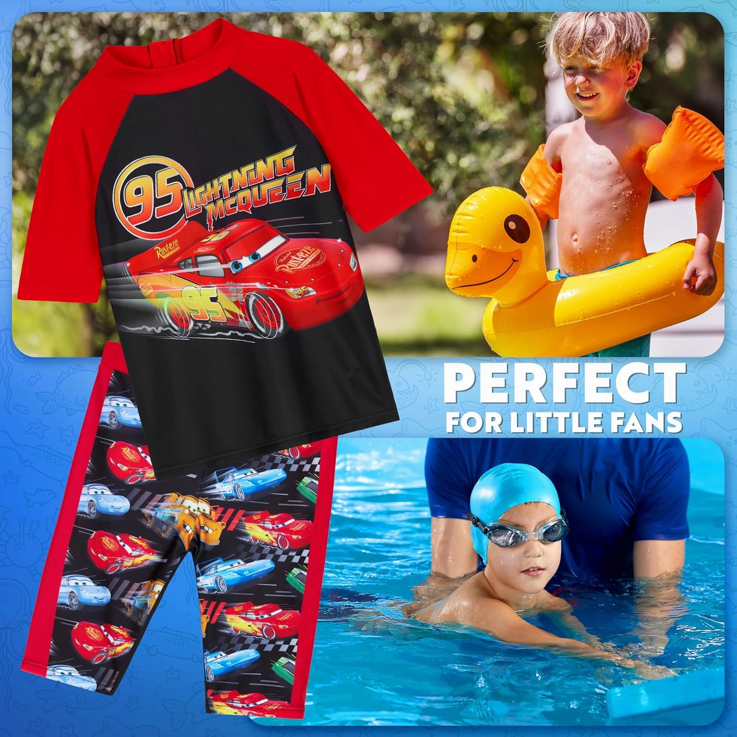 Get Trend Swimsuit Bathing Suit Kids Boys 2 Piece Set Rash Guard Top and Swim Trunks Toddler Swimsuits for Beach Pool