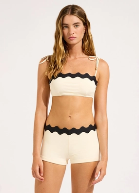Gia Ric Rac Bustier Bandeau Bikini Top - Ecru